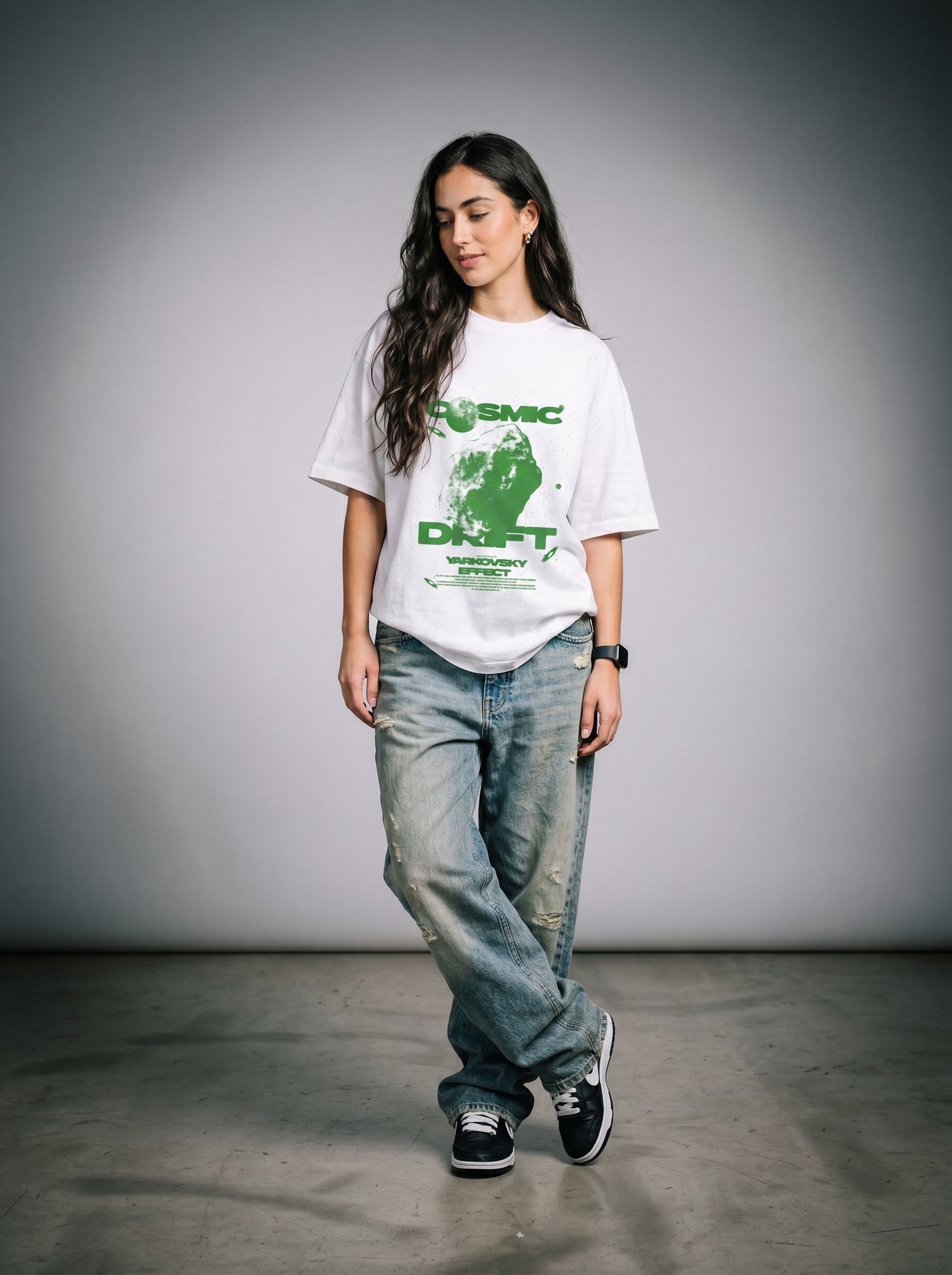 Cosmic Drift White || Unisex Terry Oversized Tee