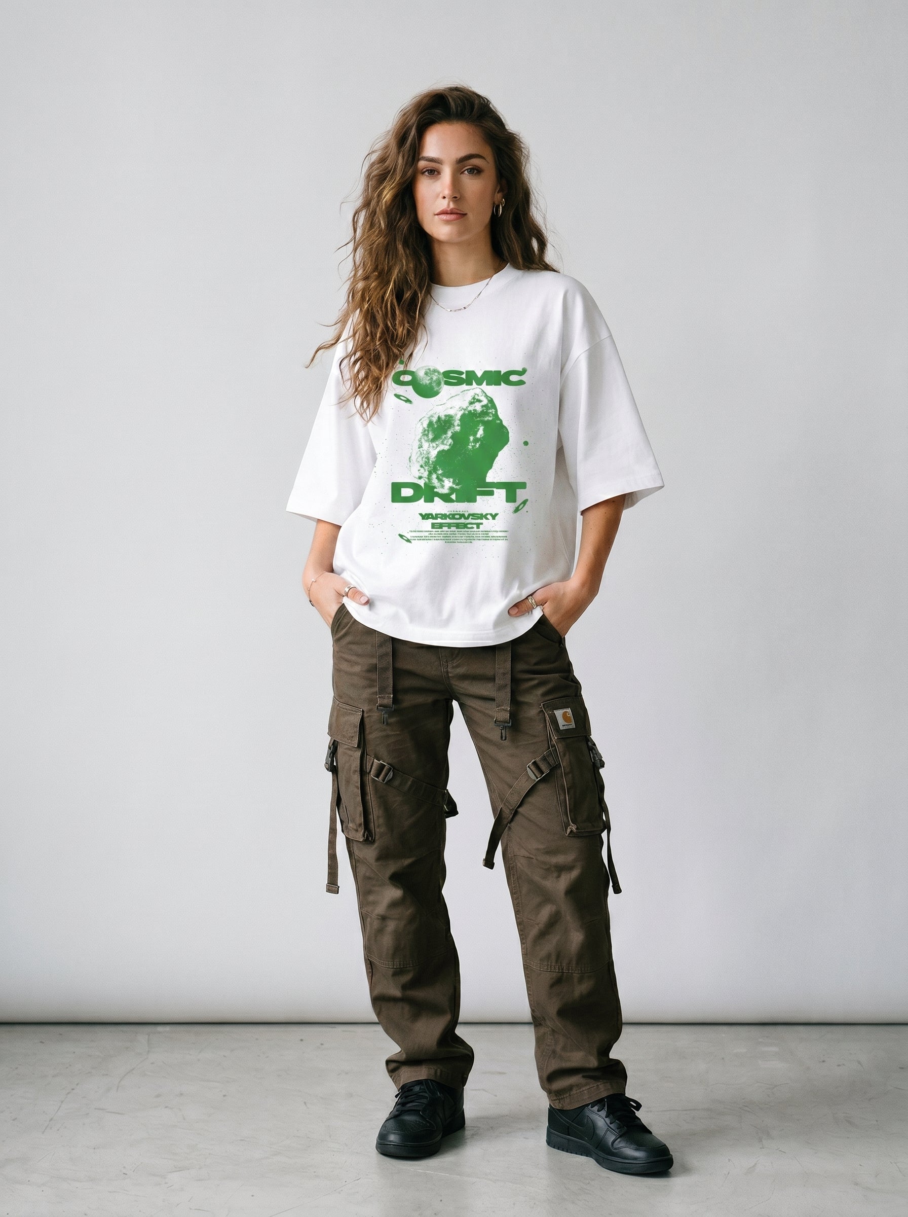 Cosmic Drift White || Unisex Terry Oversized Tee