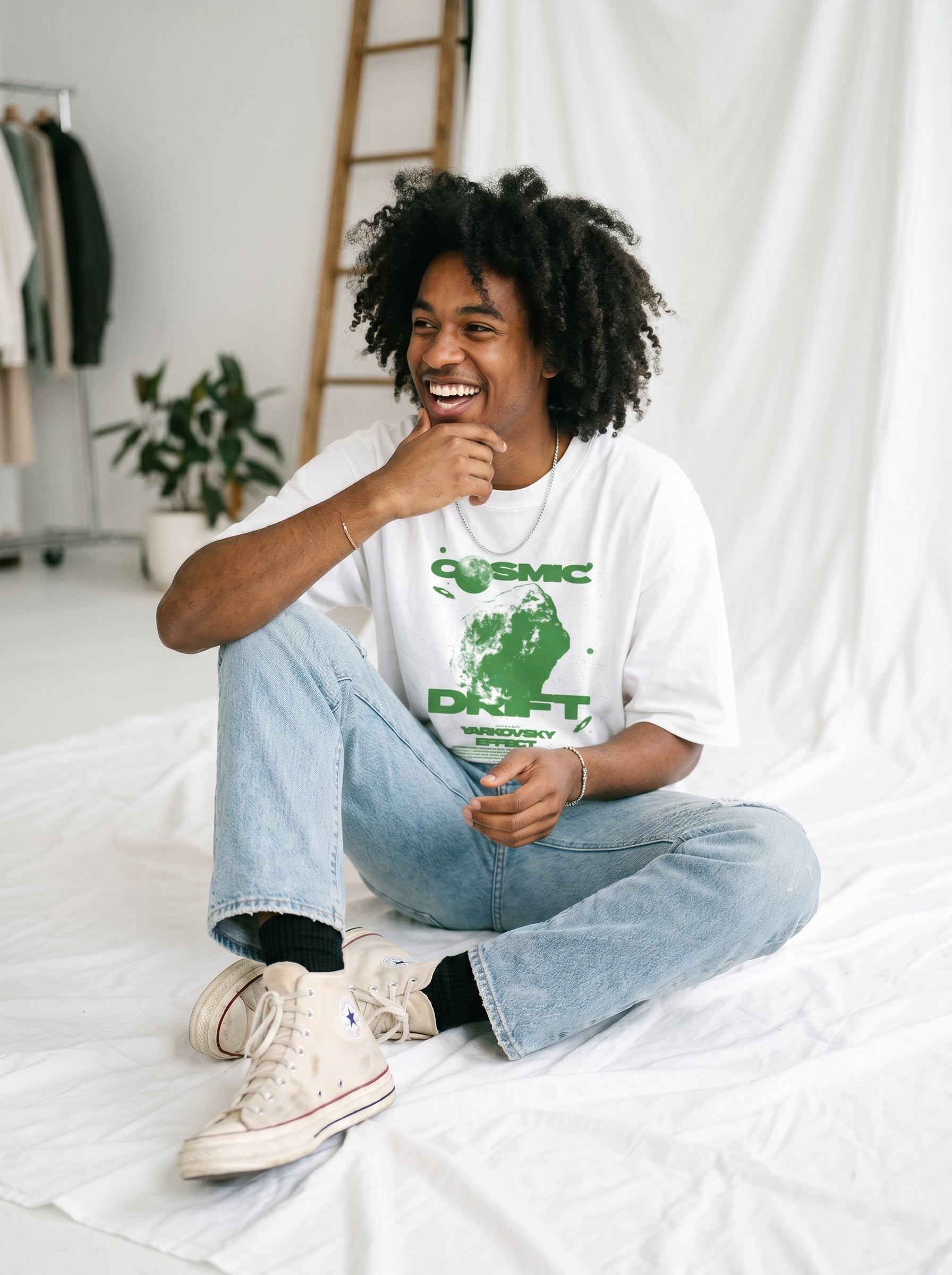 Cosmic Drift White || Unisex Terry Oversized Tee