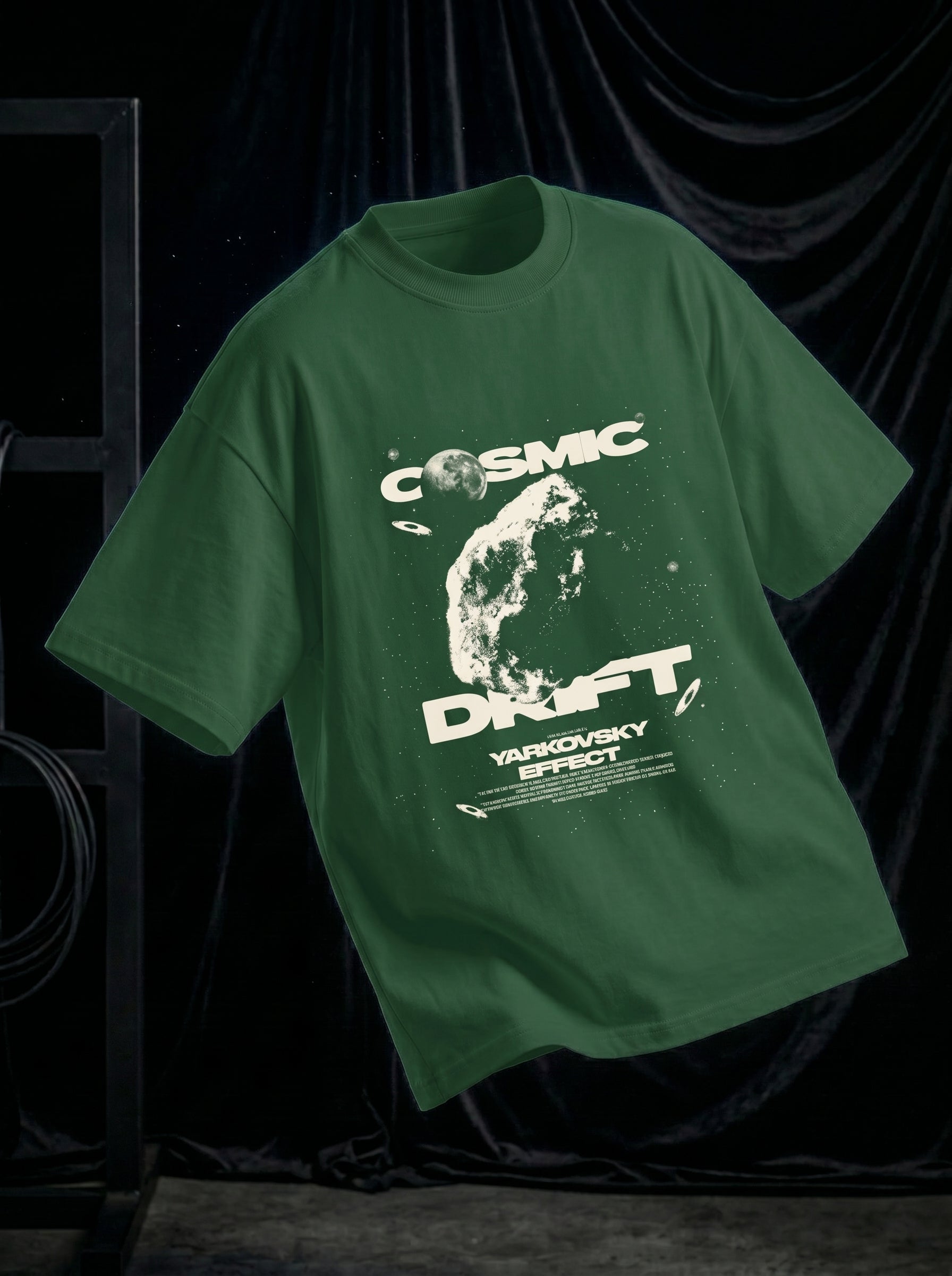 Cosmic Drift Bottle Green || Unisex Terry Oversized Tee