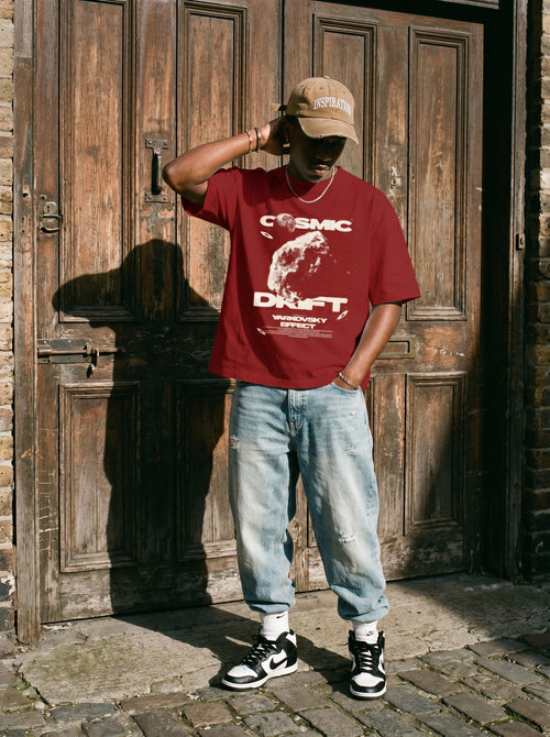 Cosmic Drift Red || Unisex Terry Oversized Tee