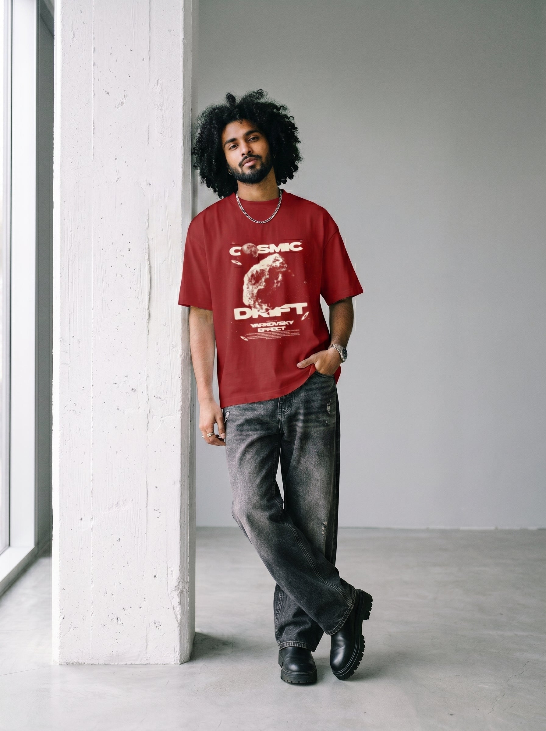 Cosmic Drift Red || Unisex Terry Oversized Tee