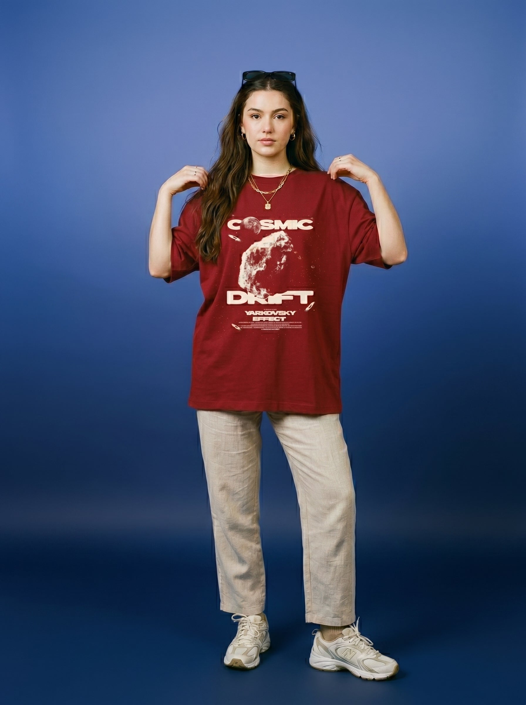 Cosmic Drift Red || Unisex Terry Oversized Tee