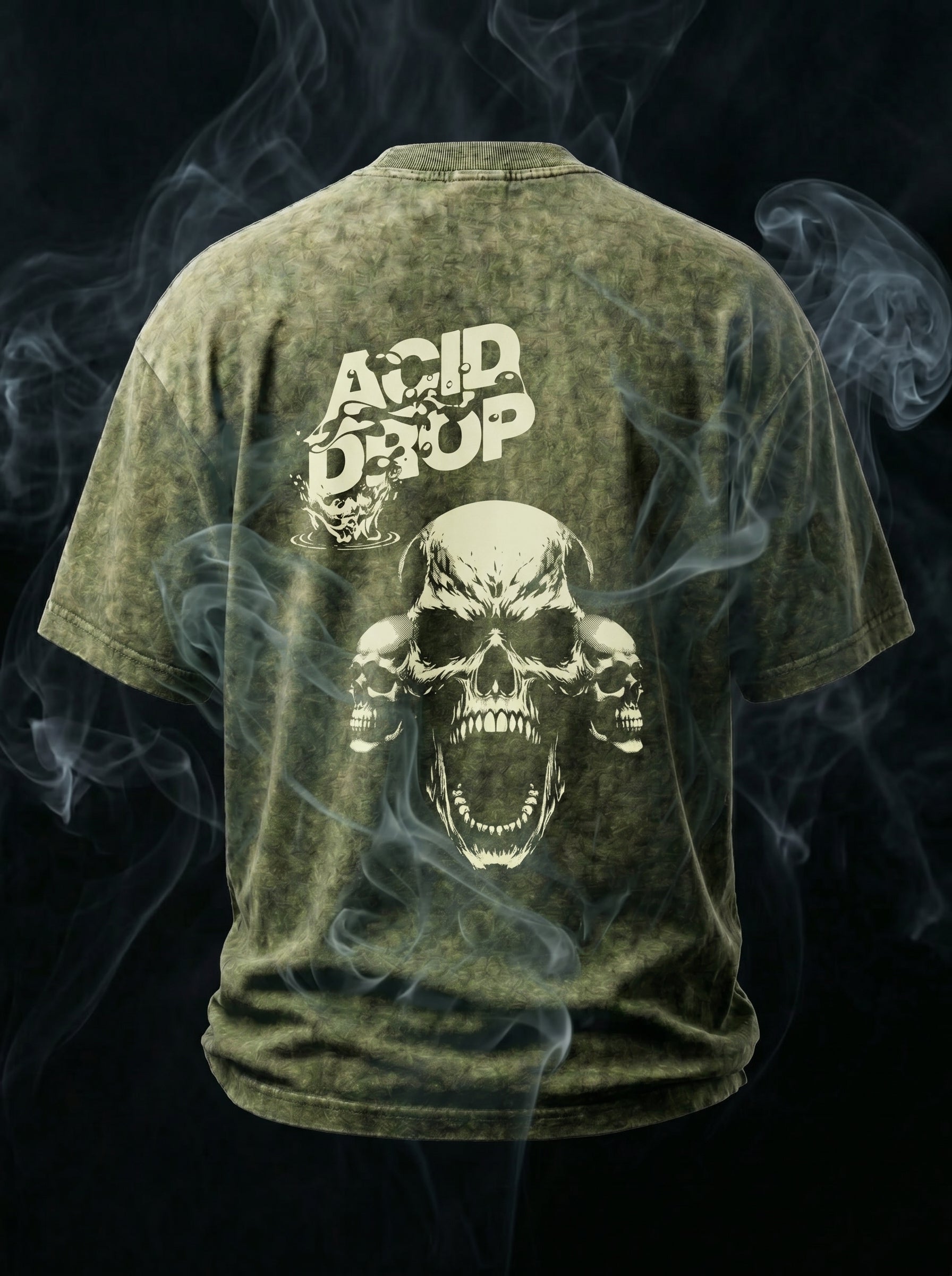 Skull Acid Washed || Unisex Acid Washed Oversized Tee