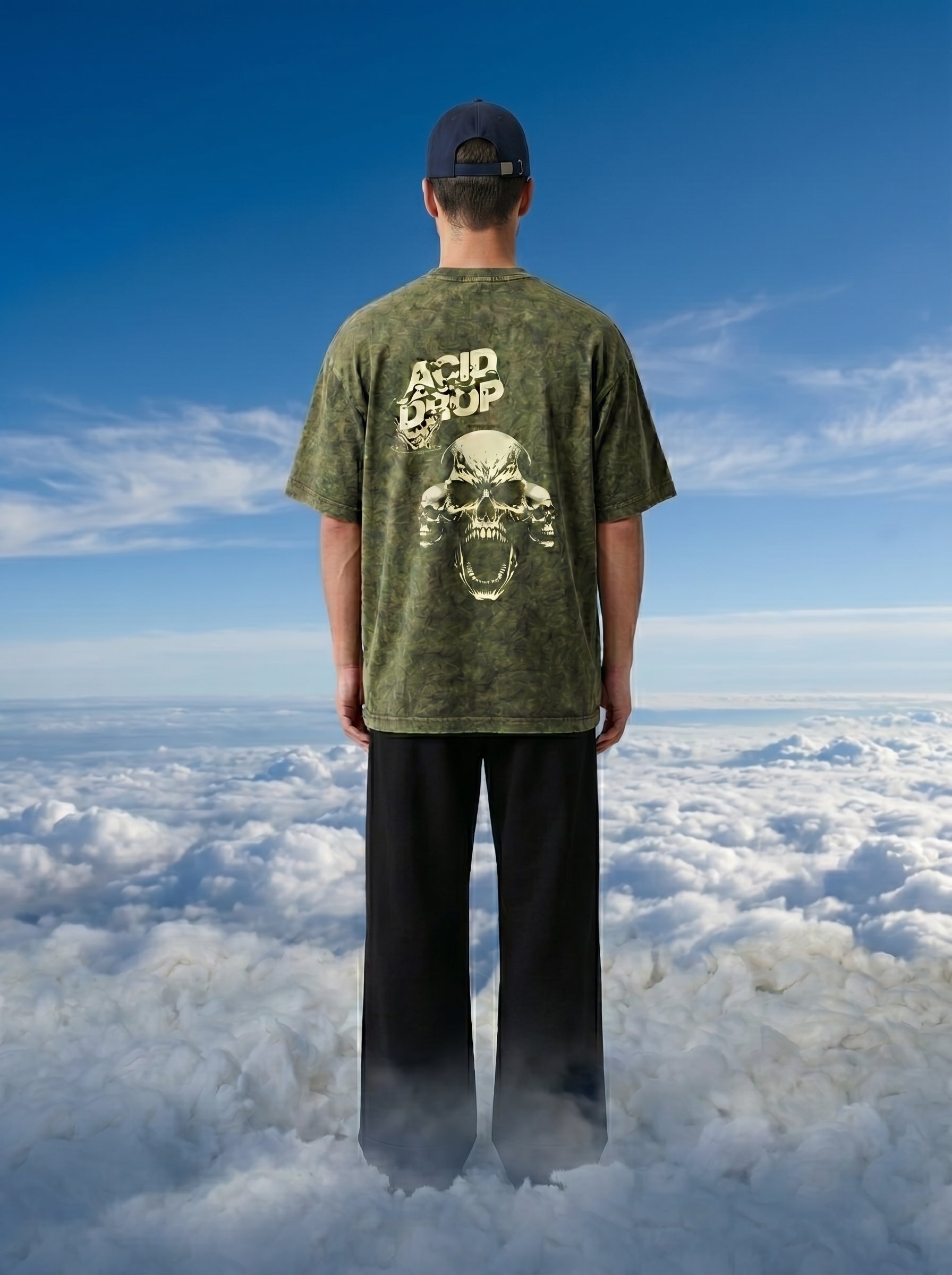 Skull Acid Washed || Unisex Acid Washed Oversized Tee