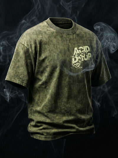 Skull Acid Washed || Unisex Acid Washed Oversized Tee